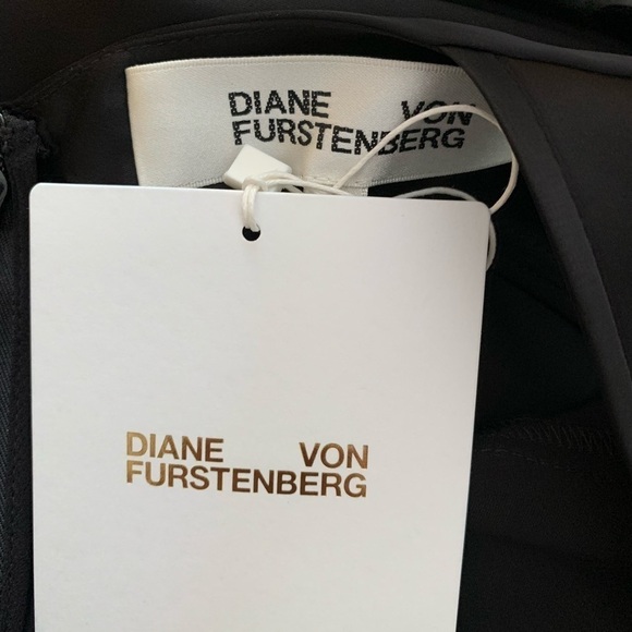 DVF Diane von Furstenberg Sura black satin gown long maxi dress formal new 0 - Picture 4 of 7